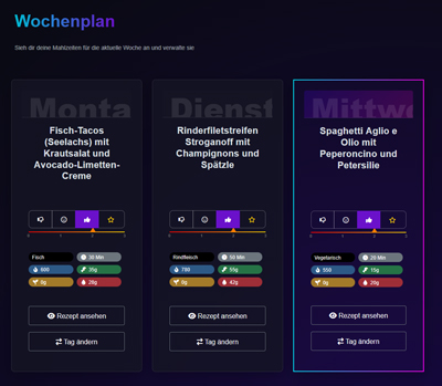 MealMind App-Oberfläche