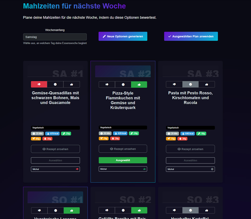 MealMind App-Oberfläche